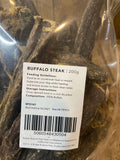 Reverse of a bag of buffalo steak chews